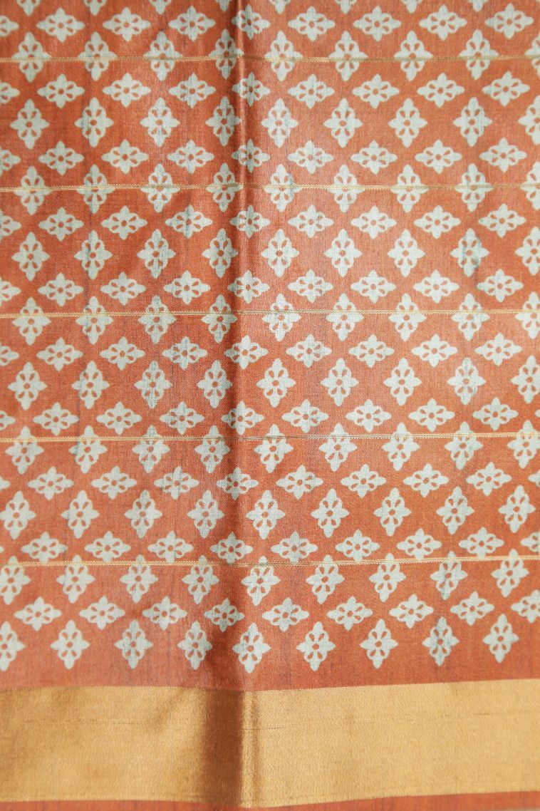 Arctic Blue Tussar Saree with Without Zari Zari Checks view 3