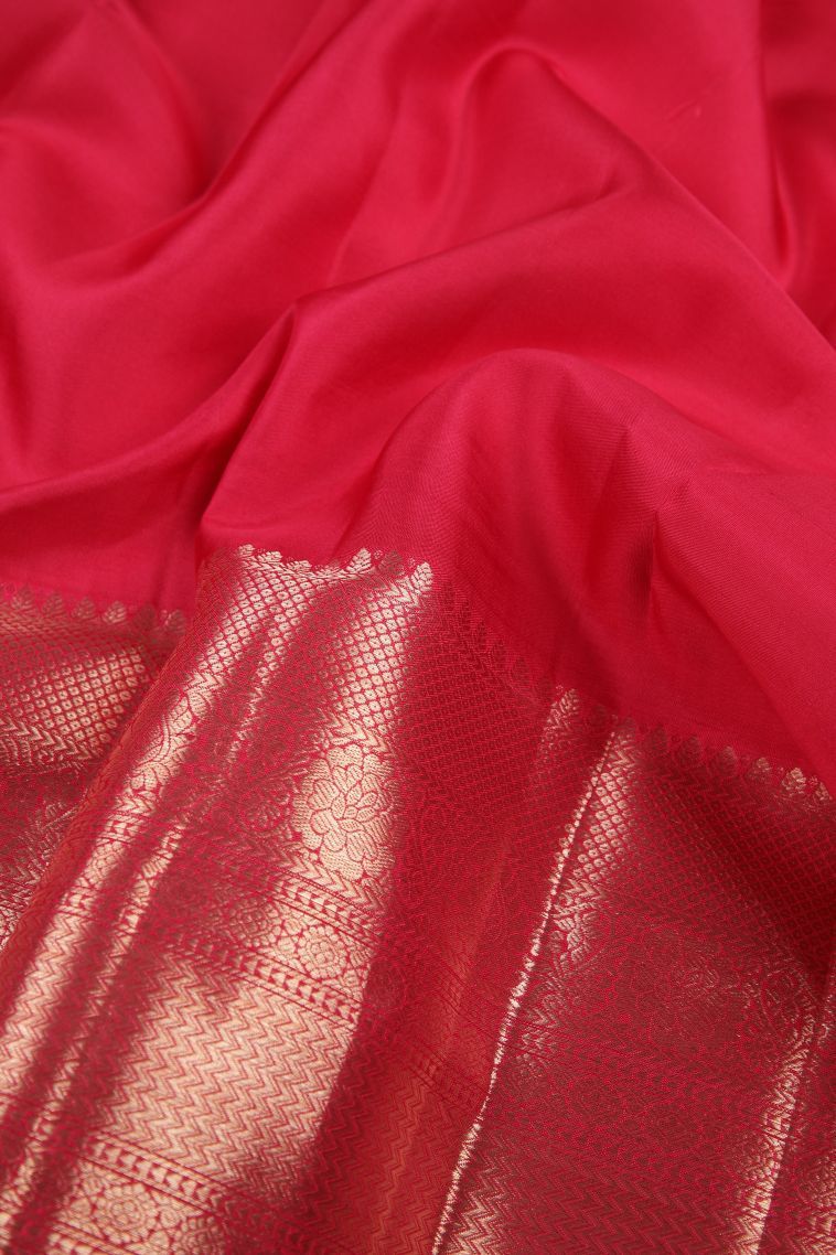 Porcelain White Kanchipuram Silk Sarees with Gold Zari Floral Patterns view 3