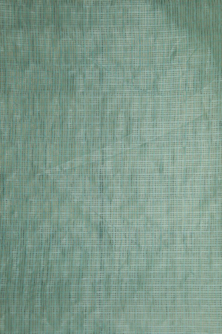 Peacock Blue Organza Saree with Without Zari Zari Geometric Shapes view 3