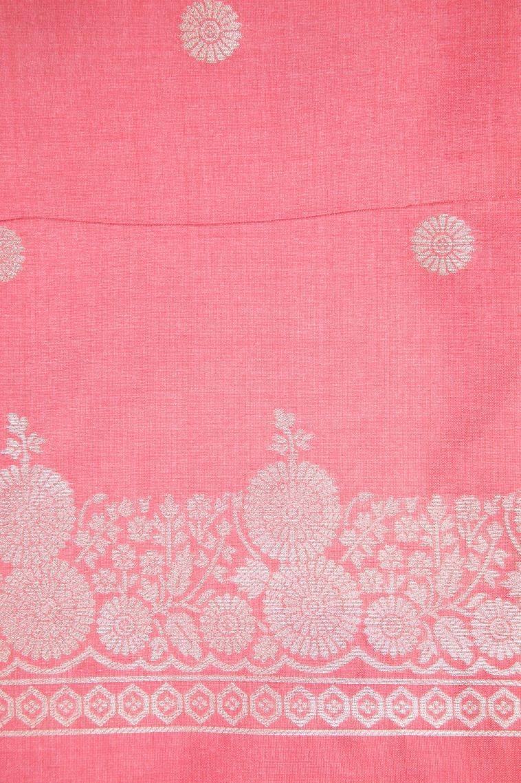 Gray Black Tussar Saree with Silver Zari Floral Patterns view 3