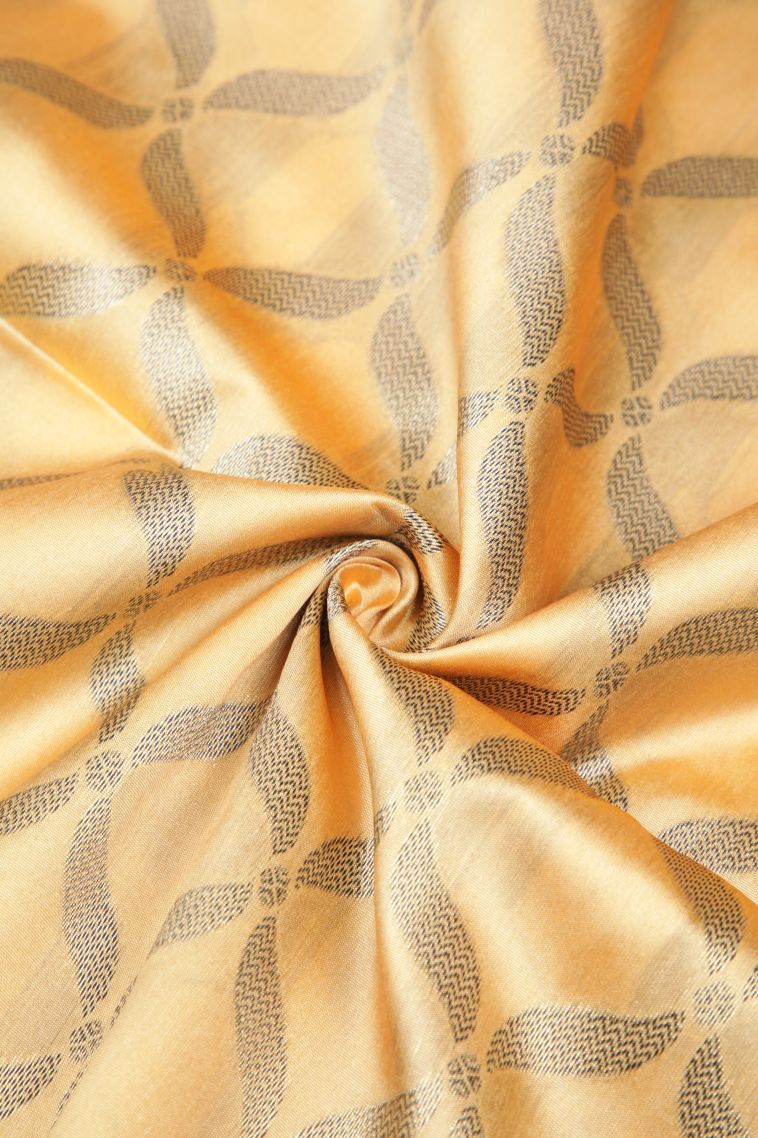 Biscotti Yellow Tussar Saree with Without Zari Zari Checks view 4