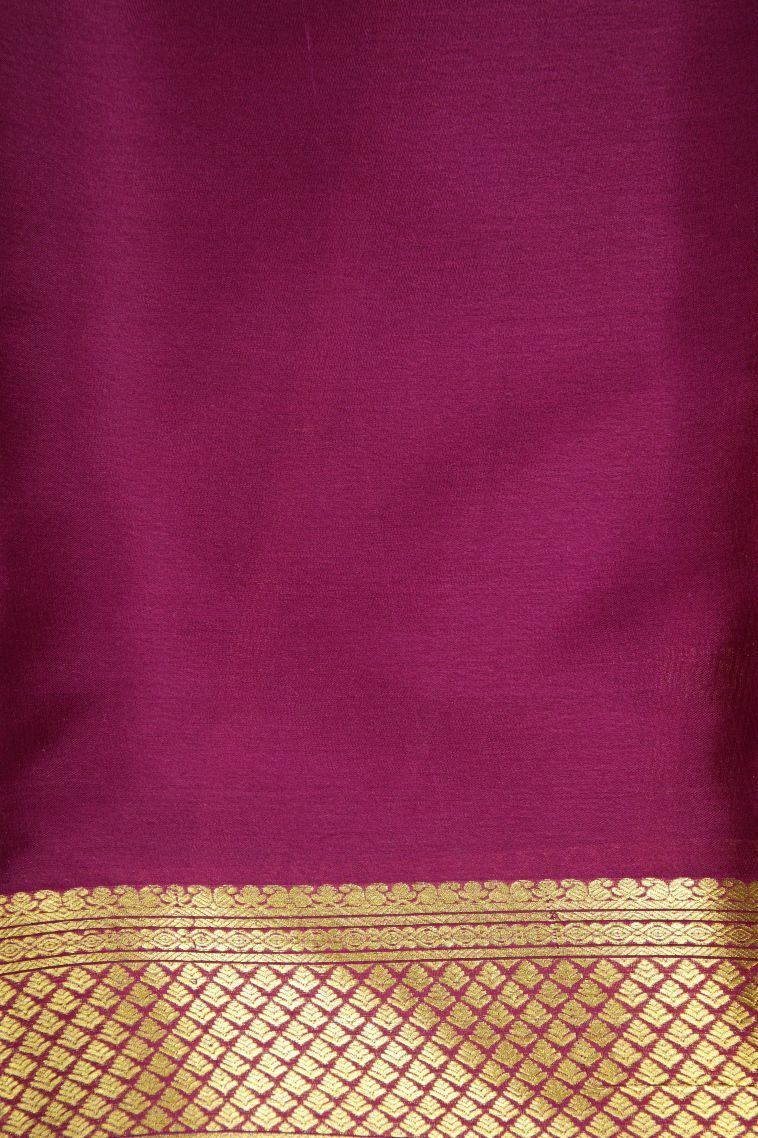 Arctic Blue Mysore Silk with Without Zari Zari Plain view 3