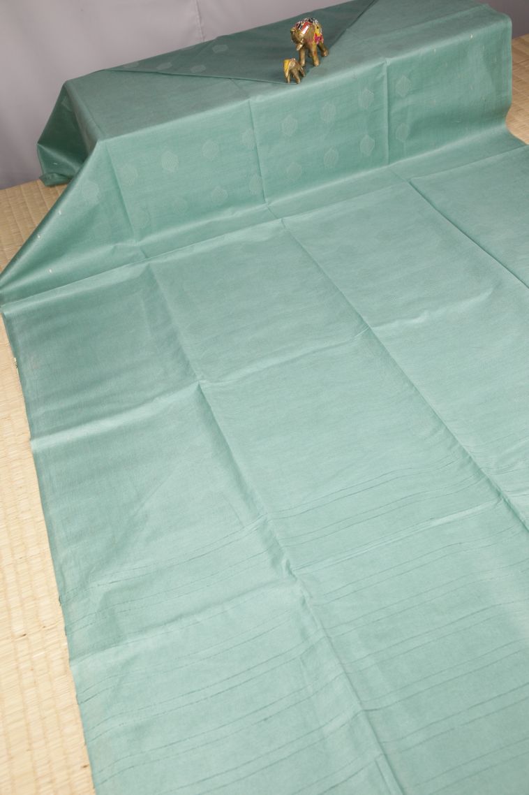 Arctic Blue Tussar Saree with Without Zari Zari Buttis (small Dots Or Motifs) view 2