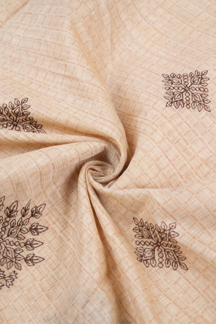 Cream White Tussar Saree with Without Zari Zari Buttis (small Dots Or Motifs) view 4