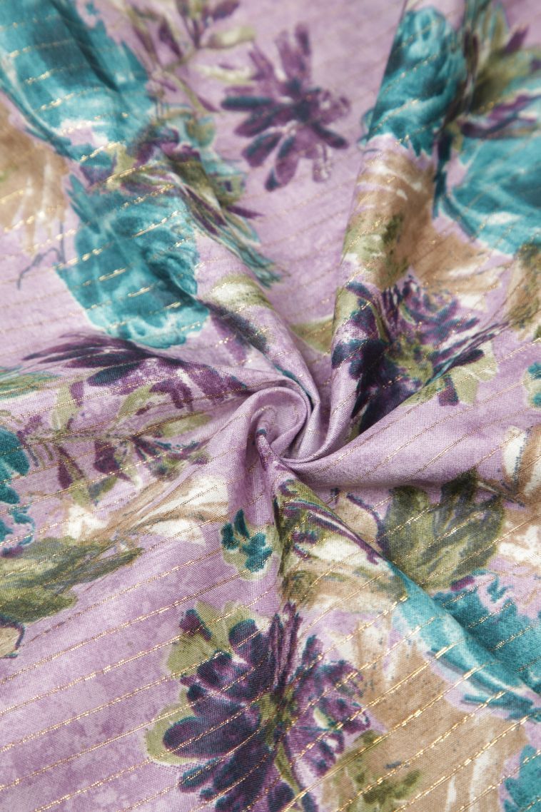 Periwinkle Purple Tussar Saree with Without Zari Zari Floral Patterns view 4