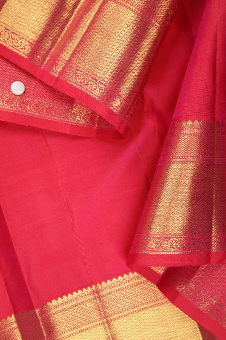 Strawberry Pink Kanchipuram Silk Sarees with Gold Zari Buttis (small Dots Or Motifs) view 3