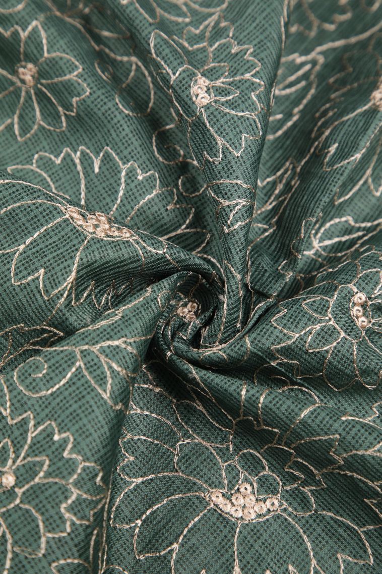 Teal Blue Organza Saree with Without Zari Zari Floral Patterns view 4