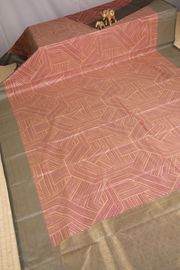 Flamingo Pink Soft Silk Sarees with Without Zari Zari Geometric Shapes view 2