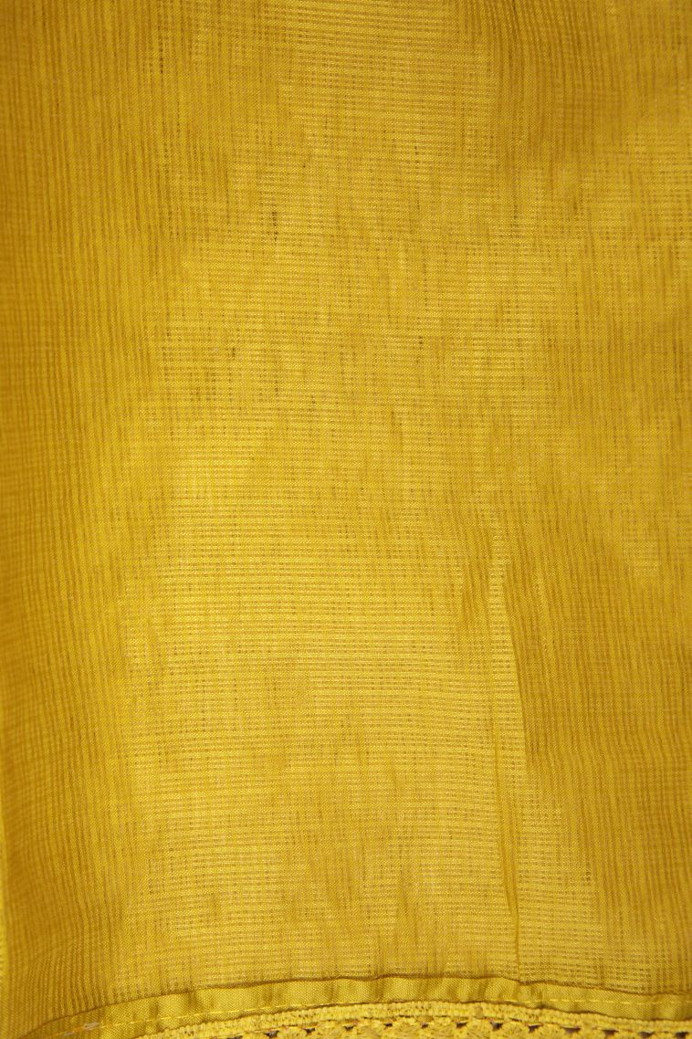 Lemon Yellow Organza Saree with Without Zari Zari Floral Patterns view 3