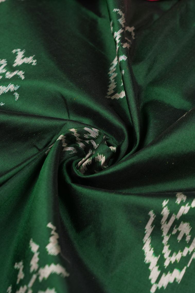 Bottle Green Ikkat Silk with Without Zari Zari Buttis (small Dots Or Motifs) view 4