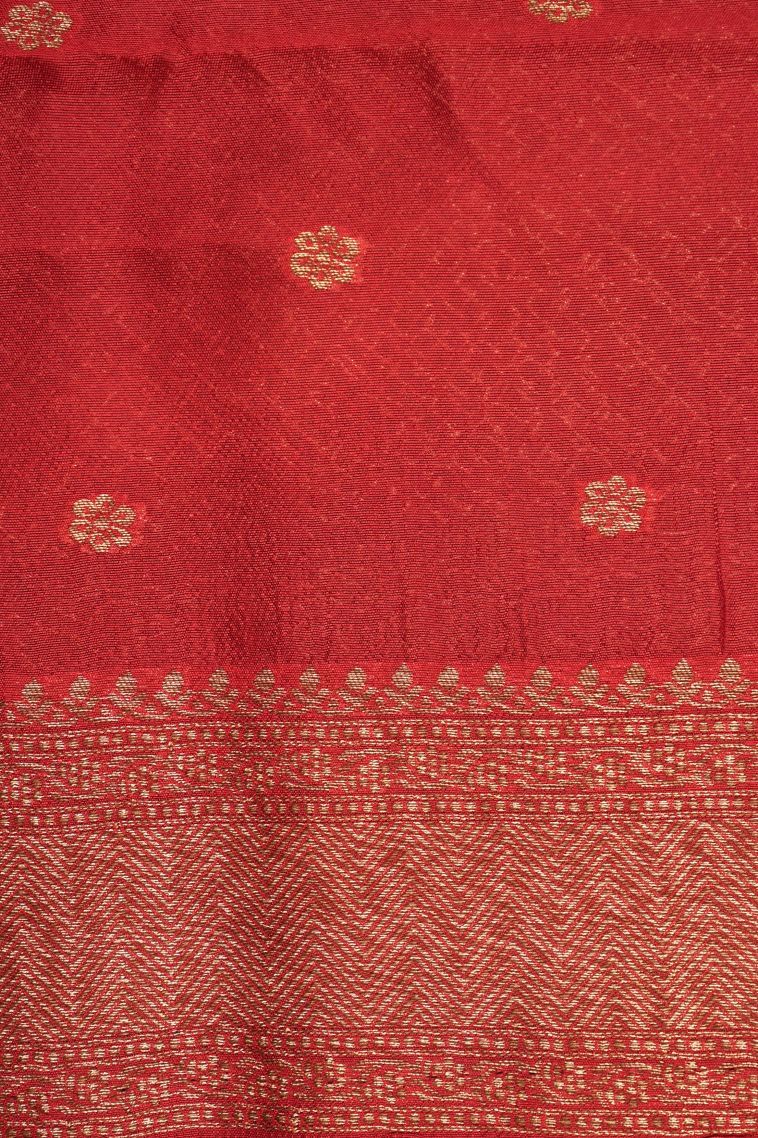 Basil Green Banaras Sarees with Gold Zari Geometric Shapes view 3