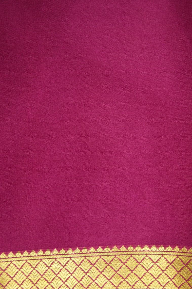 Alabaster White Mysore Silk with Without Zari Zari Plain view 3