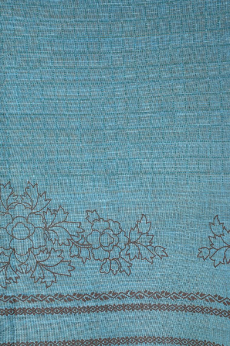 Cerulean Blue Tussar Saree with Without Zari Zari Buttis (small Dots Or Motifs) view 3