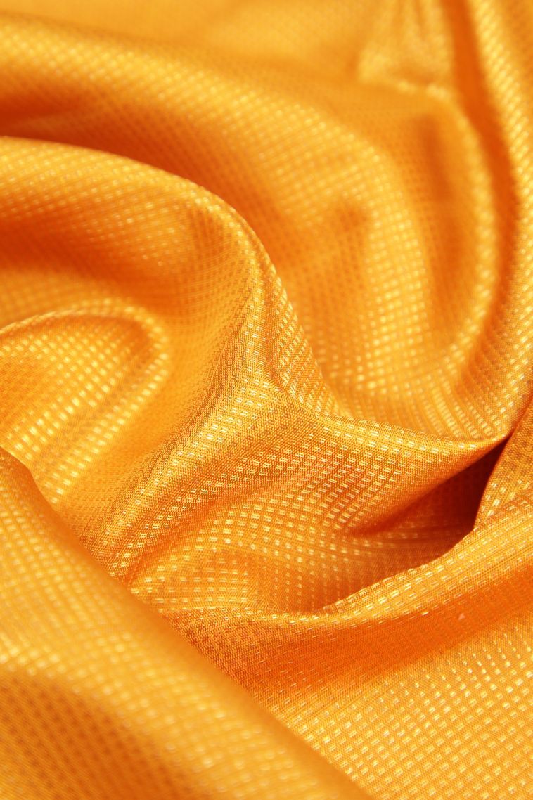 Gold Kanchipuram Silk Sarees with Gold Zari Stripes view 4