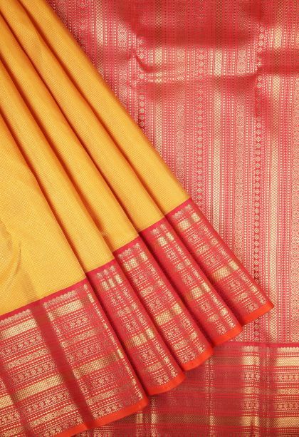 Gold Kanchipuram Silk Sarees with Gold Zari Stripes