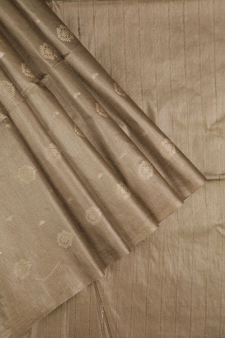 Moccon Green Tussar Saree with Without Zari Zari Buttis (small Dots Or Motifs) view 1