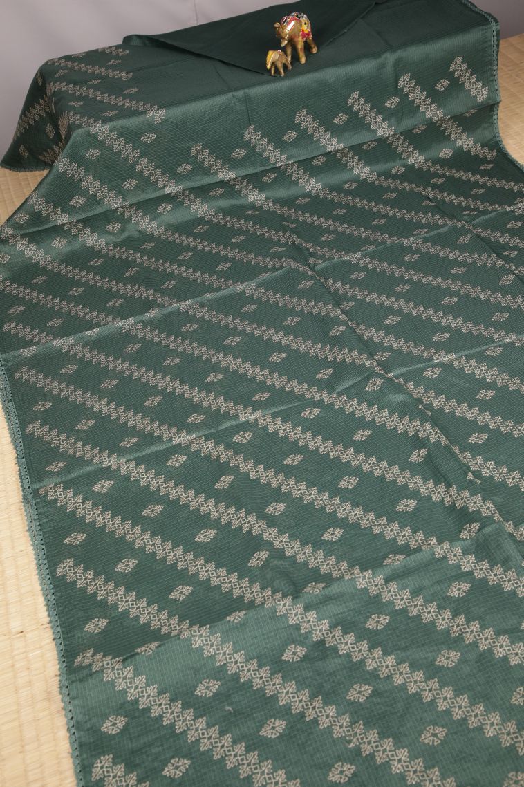 Aegean Blue Organza Saree with Without Zari Zari Floral Patterns view 2