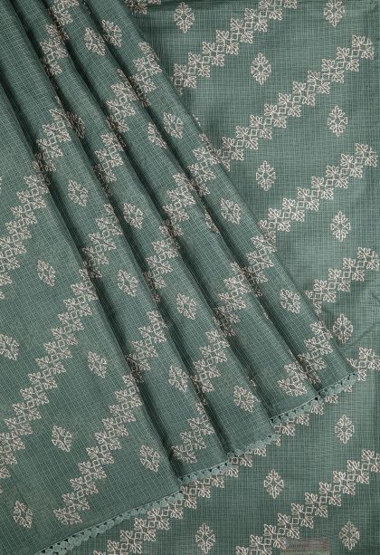 Aegean Blue Organza Saree with Without Zari Zari Floral Patterns