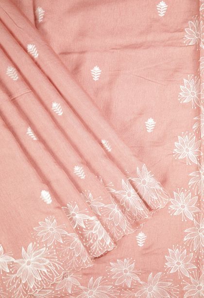 Flamingo Pink Tussar Saree with Without Zari Zari Buttis (small Dots Or Motifs)