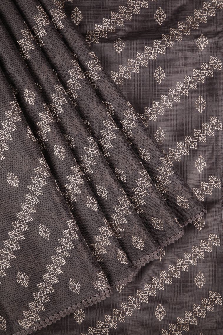Charleston Black Organza Saree with Without Zari Zari Floral Patterns view 1