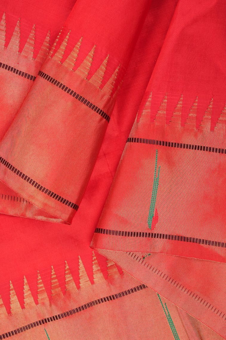 Azure Blue Kanchipuram Silk Sarees with Gold Zari Buttis (small Dots Or Motifs) view 3