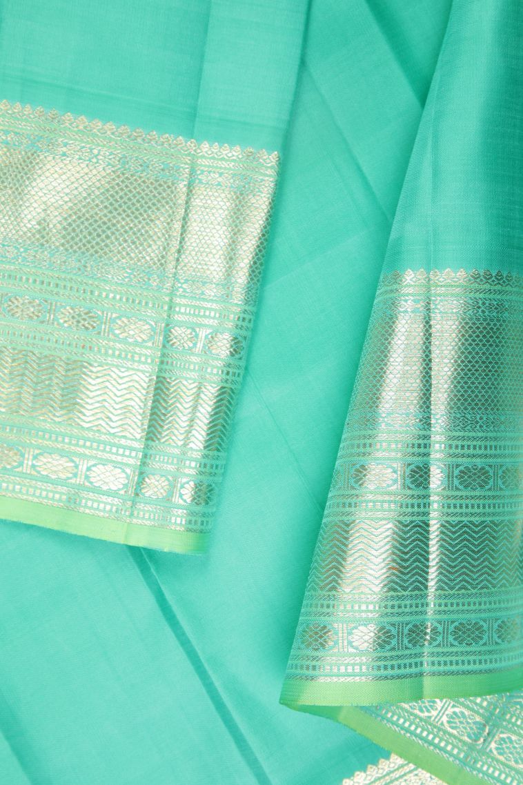 Berry Blue Kanchipuram Silk Sarees with Gold Zari Buttis (small Dots Or Motifs) view 3