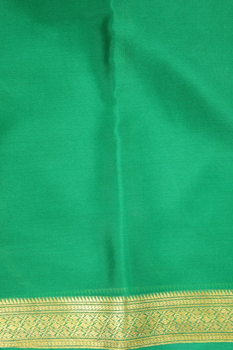 Pearl White Mysore Silk with Without Zari Zari Plain view 3