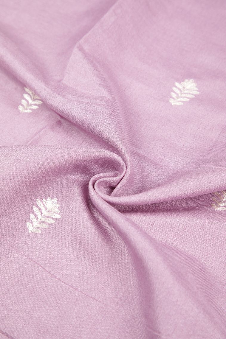 Periwinkle Purple Tussar Saree with Without Zari Zari Buttis (small Dots Or Motifs) view 4