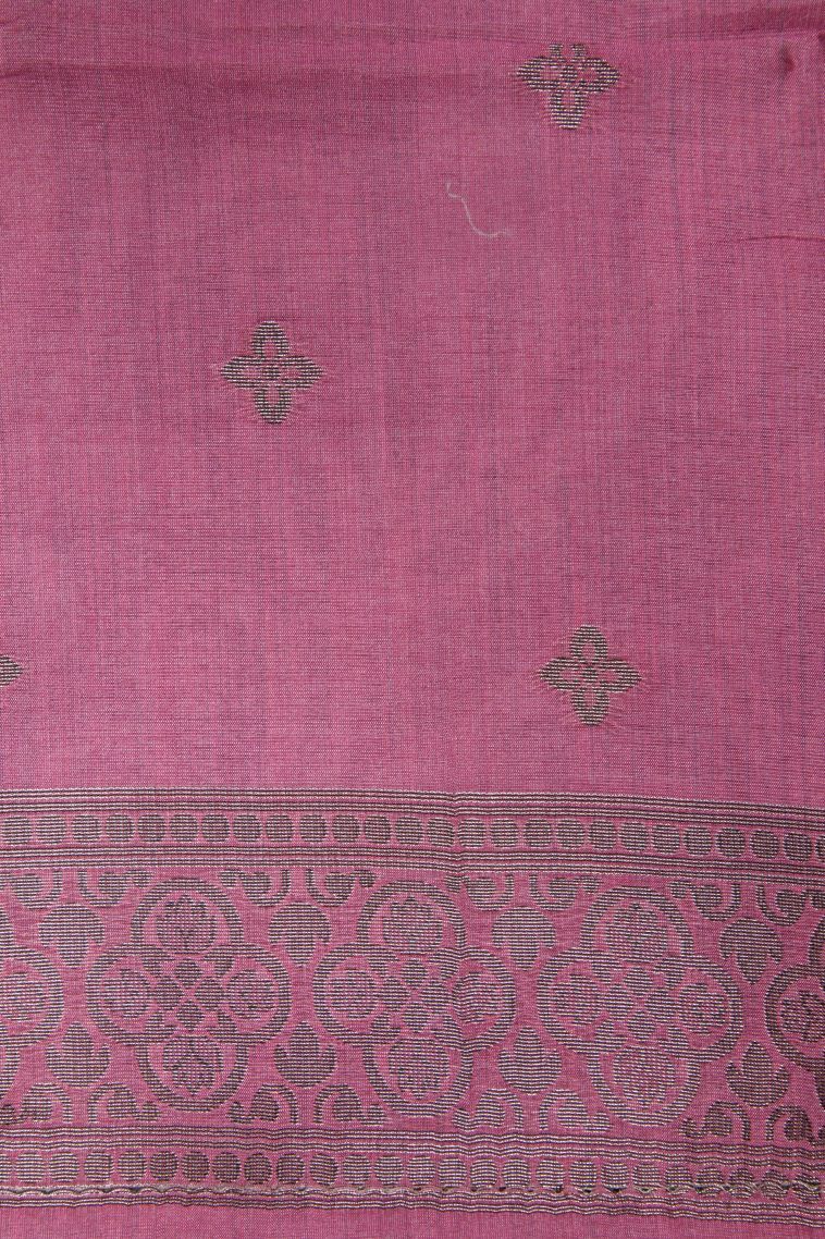 Ballet Pink Tussar Saree with Bronze Zari Buttis (small Dots Or Motifs) view 3