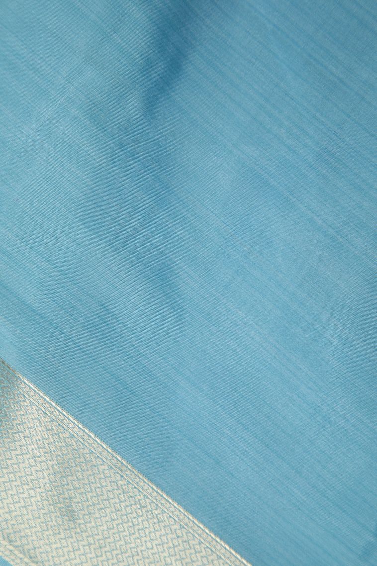 Arctic Blue Soft Silk Sarees with Without Zari Zari Geometric Shapes view 3