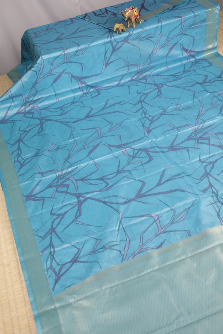 Arctic Blue Soft Silk Sarees with Without Zari Zari Geometric Shapes view 2