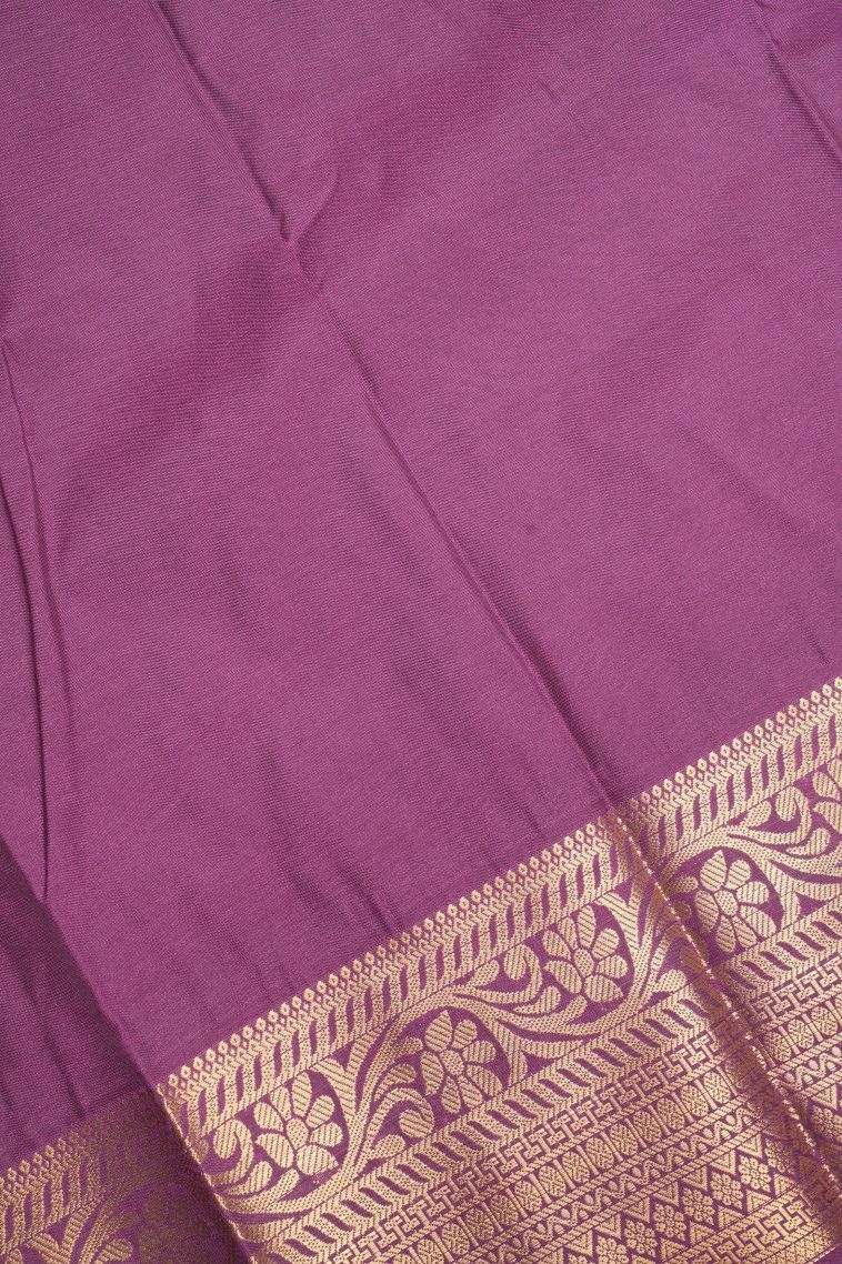 Basil Green Visiri Madippu Silk Sarees with Copper Zari Stripes view 3