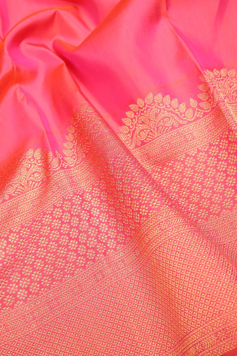 Mint Green Kanchipuram Silk Sarees with Gold Zari Stripes view 3