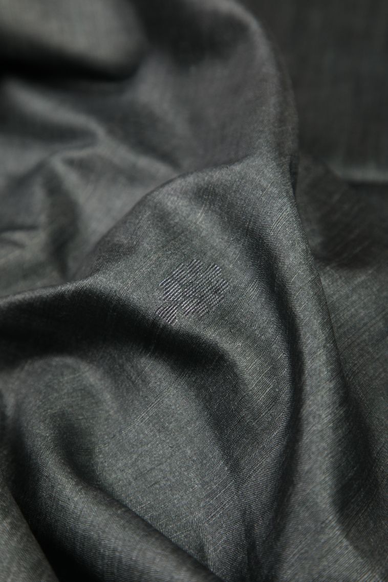 Stone Blue Tussar Saree with Bronze Zari Buttis (small Dots Or Motifs) view 4