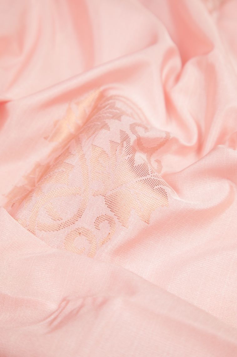 Lemonade Pink Soft Silk Saree with Copper Zari Buttis (small Dots Or Motifs) view 4