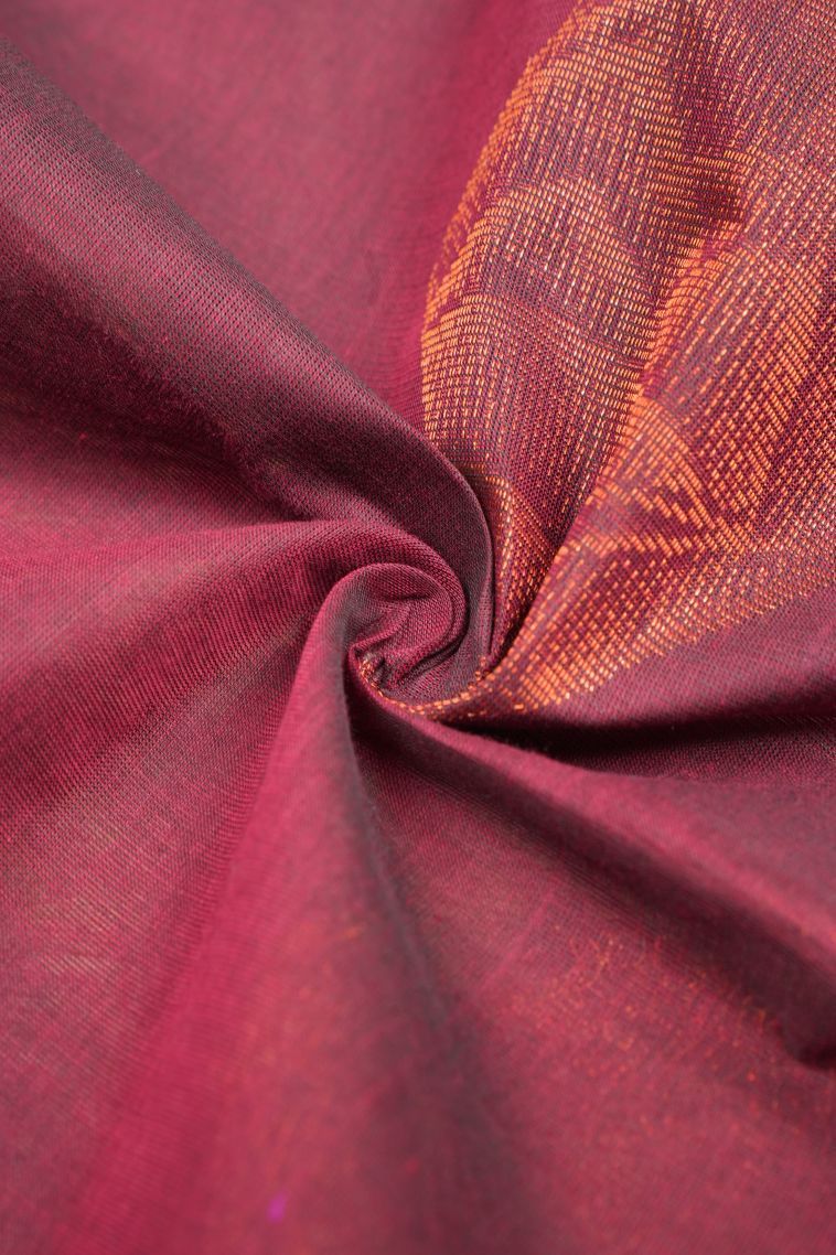 Magenta Purple Kovai Cotton Sarees with Without Zari Zari Buttis (small Dots Or Motifs) view 4