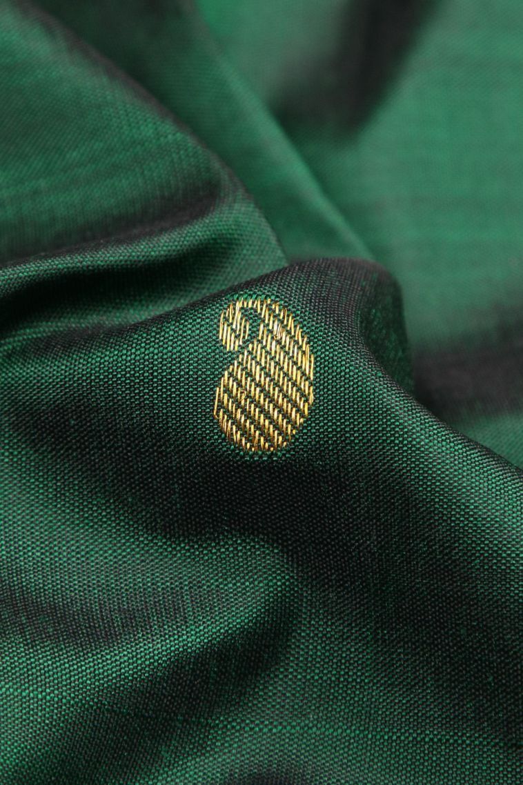 Bottle Green Kanchipuram Silk Sarees with Gold Zari Buttis (small Dots Or Motifs) view 4