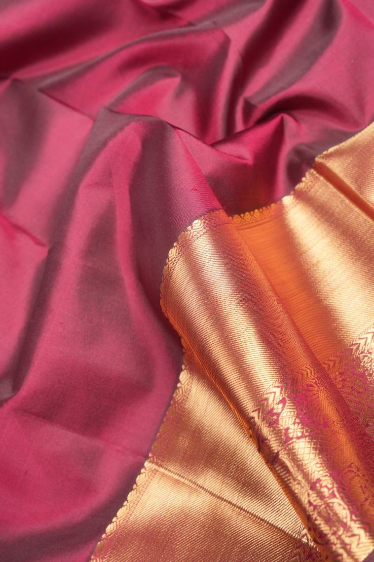 Cherry  Red Kanchipuram Silk Sarees with Gold Zari Animal And Bird Motifs view 3