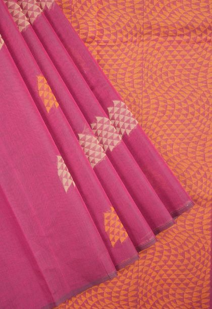 Magenta Purple Kovai Cotton Sarees with Without Zari Zari Buttis (small Dots Or Motifs)
