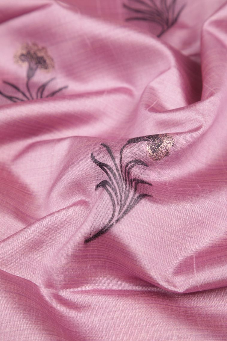 Blush Pink Tussar Saree with Without Zari Zari Buttis (small Dots Or Motifs) view 4