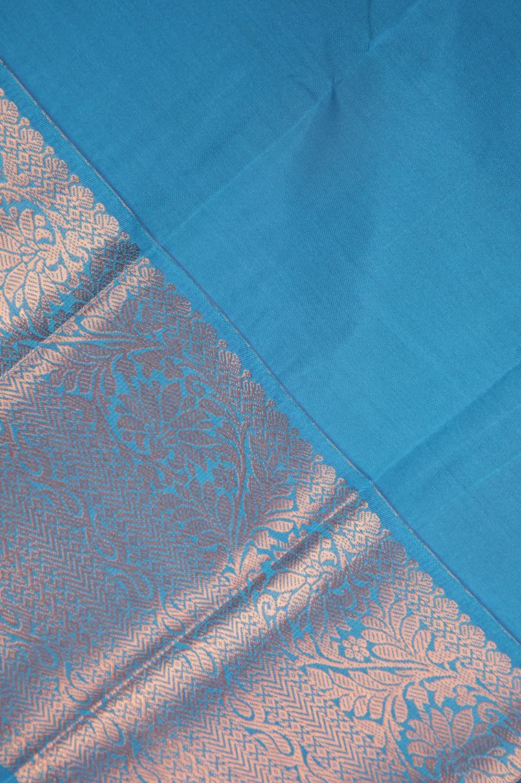 Clay Orange Visiri Madippu Silk Sarees with Copper Zari Stripes view 3