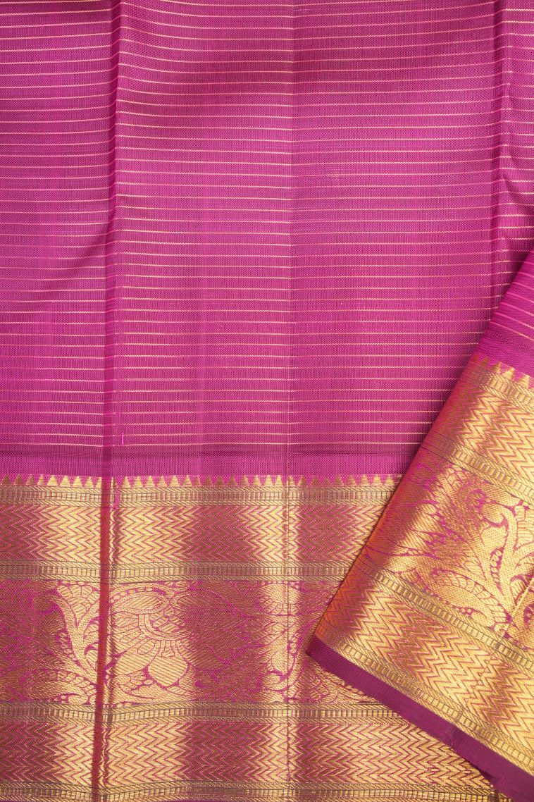 Arctic Blue Kanchipuram Silk Sarees with Gold Zari Checks view 3