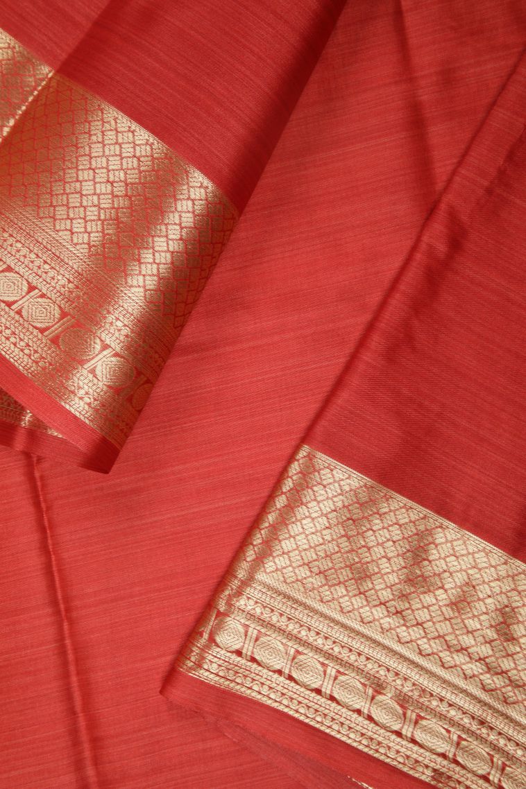 Fire Orange Soft Silk Sarees with Without Zari Zari Floral Patterns view 3