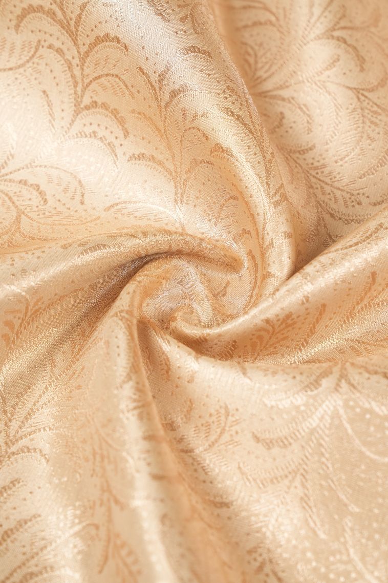 Cream White Tissue Silk Sarees with Copper Zari Floral Patterns view 4