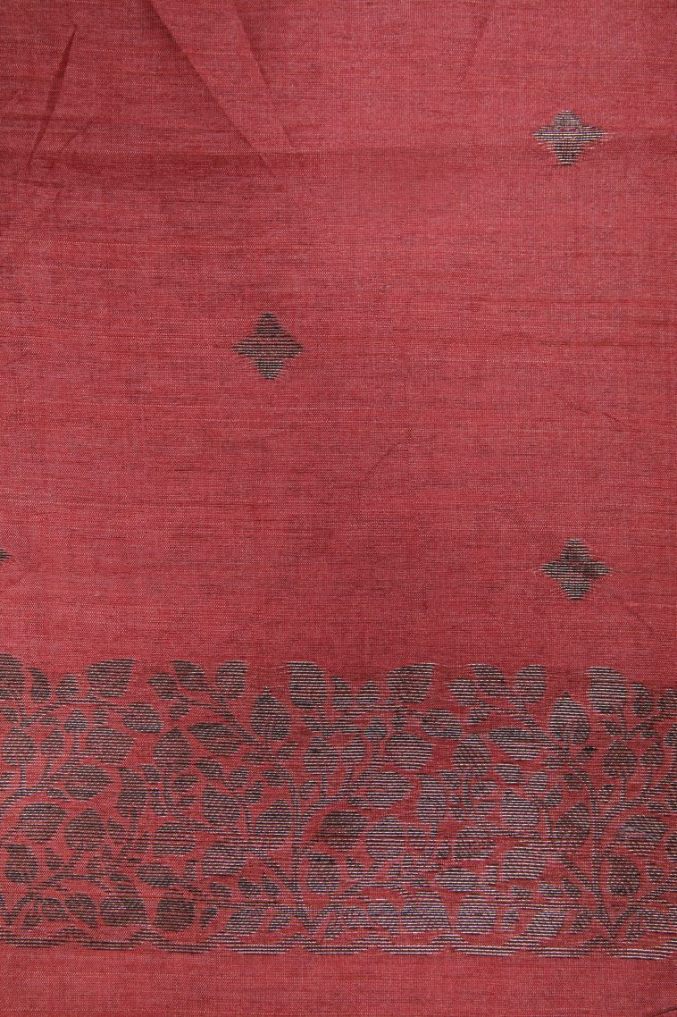 Arctic Blue Tussar Saree with Bronze Zari Stripes view 3