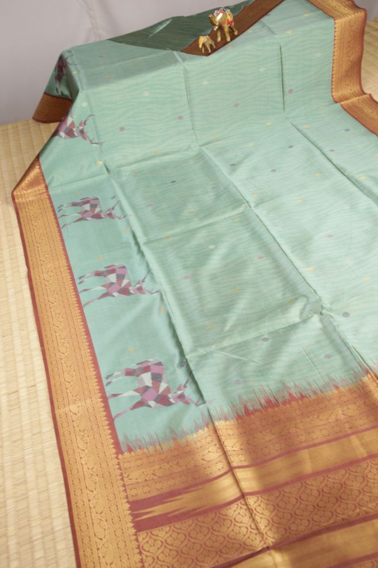 Admiral Blue Tussar Saree with Without Zari Zari Buttis (small Dots Or Motifs) view 2