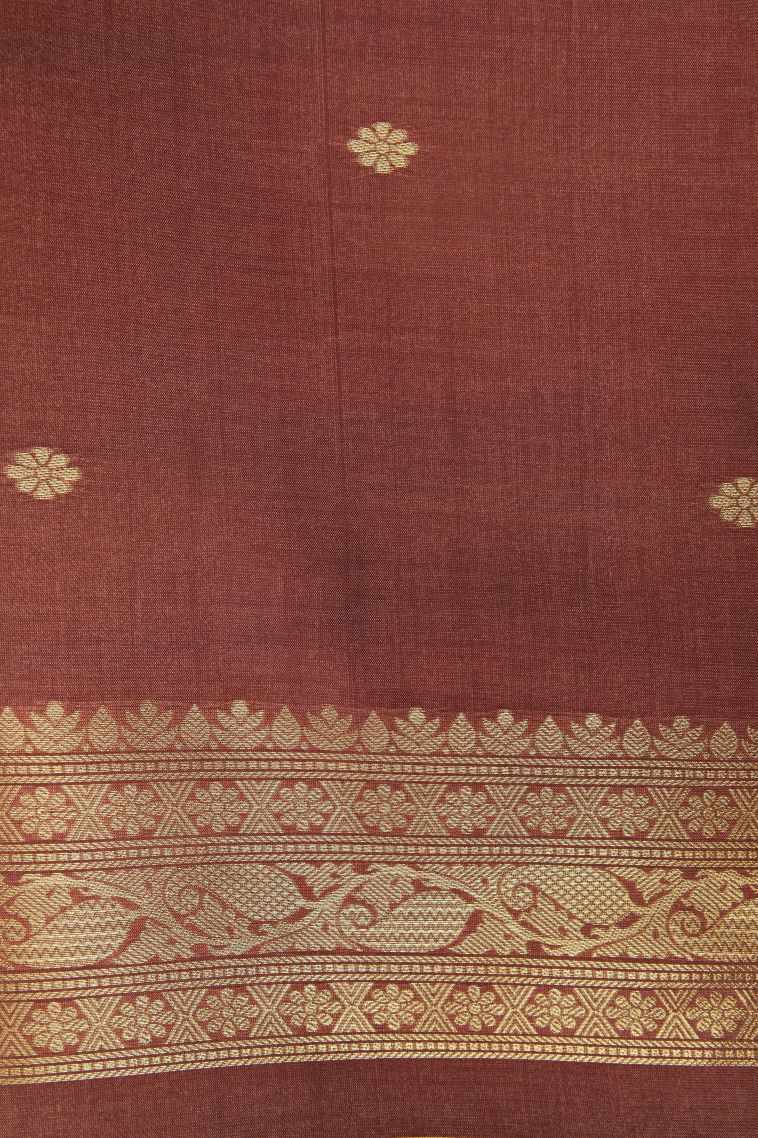 Admiral Blue Tussar Saree with Without Zari Zari Buttis (small Dots Or Motifs) view 3