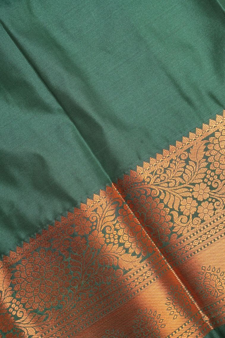 Arctic Blue Visiri Madippu Silk Sarees with Copper Zari Stripes view 3