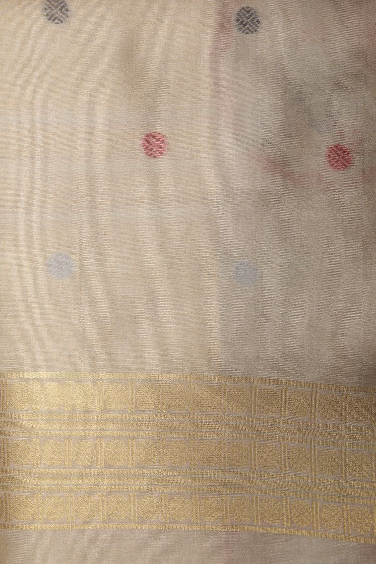 Tortilla Brown Tussar Saree with Gold And Silver Zari Stripes view 3