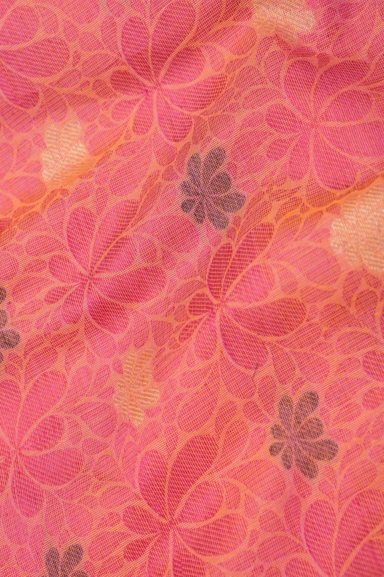 Peach Pink Kovai Cotton Sarees with Without Zari Zari Stripes view 3